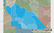 Political Shades Map of Cuando Cubango, semi-desaturated