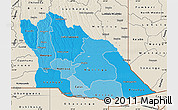 Political Shades Map of Cuando Cubango, shaded relief outside