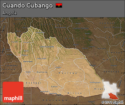 Satellite Map of Cuando Cubango, darken