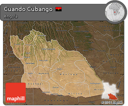 Satellite Map of Cuando Cubango, darken
