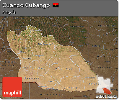 Satellite Map of Cuando Cubango, darken