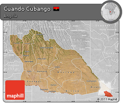Satellite Map of Cuando Cubango, lighten, desaturated
