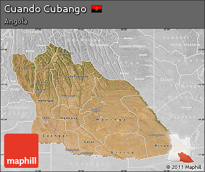 Satellite Map of Cuando Cubango, lighten, desaturated