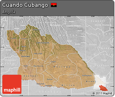 Satellite Map of Cuando Cubango, lighten, desaturated