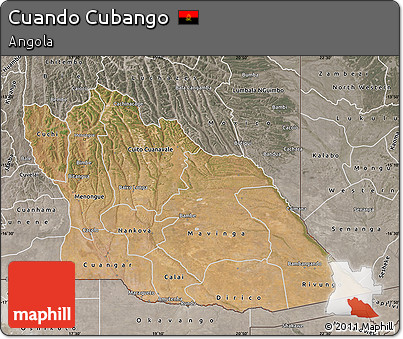 Satellite Map of Cuando Cubango, semi-desaturated