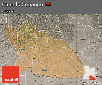 Satellite Map of Cuando Cubango, semi-desaturated