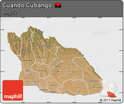 Satellite Map of Cuando Cubango, single color outside