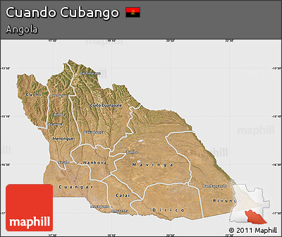 Satellite Map of Cuando Cubango, single color outside