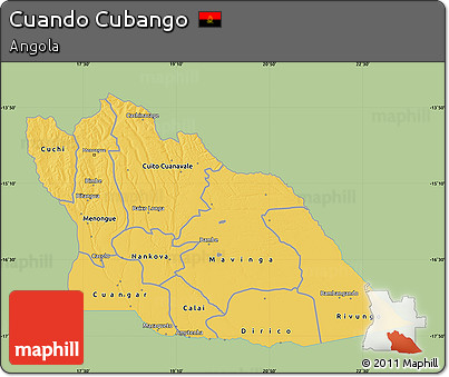 Savanna Style Map of Cuando Cubango, single color outside
