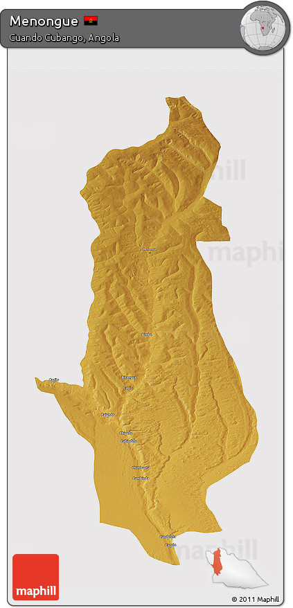 Physical 3D Map of Menongue, cropped outside