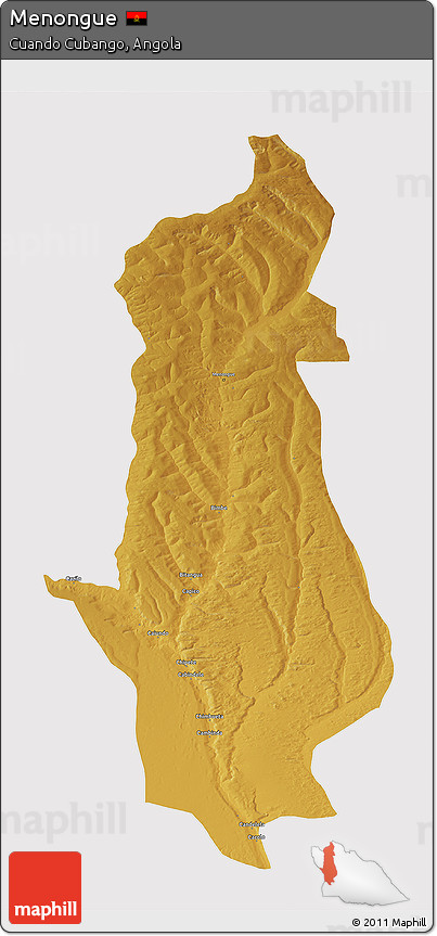 Physical 3D Map of Menongue, cropped outside