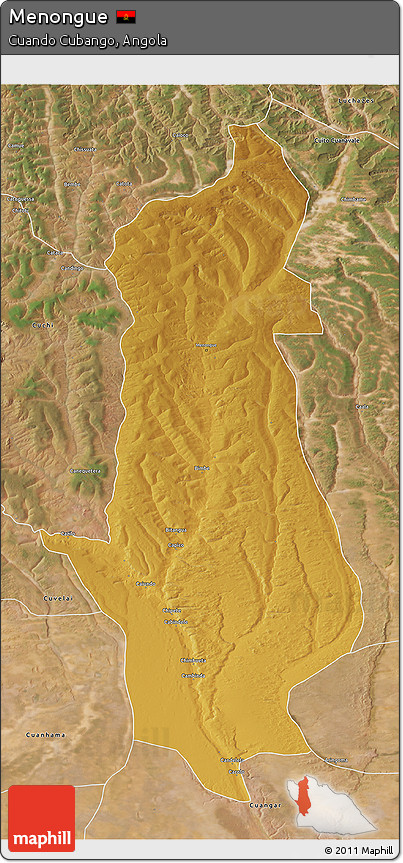 Physical 3D Map of Menongue, satellite outside