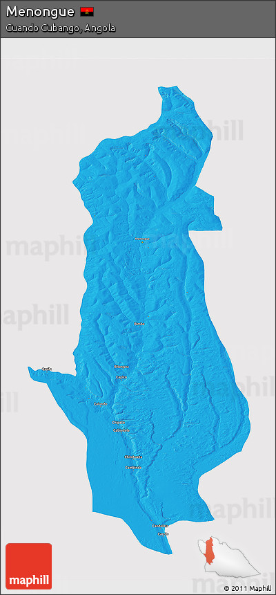 Political 3D Map of Menongue, cropped outside