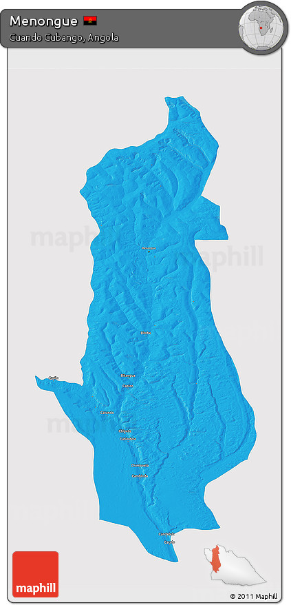 Political 3D Map of Menongue, single color outside