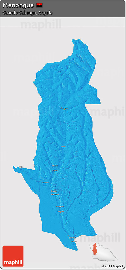 Political 3D Map of Menongue, single color outside