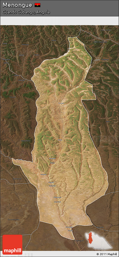 Satellite 3D Map of Menongue, darken
