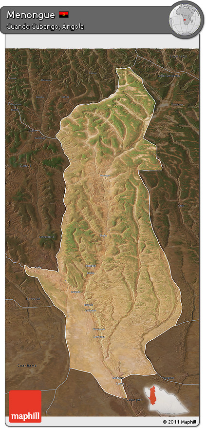 Satellite 3D Map of Menongue, darken