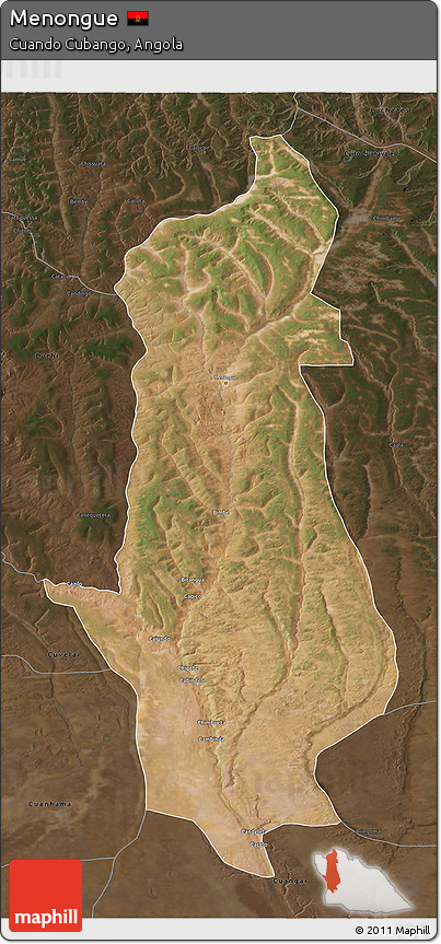 Satellite 3D Map of Menongue, darken