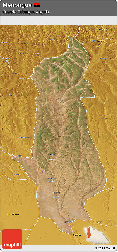 Satellite 3D Map of Menongue, physical outside