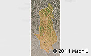 Satellite 3D Map of Menongue, semi-desaturated