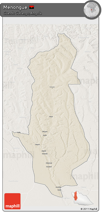 Shaded Relief 3D Map of Menongue, lighten