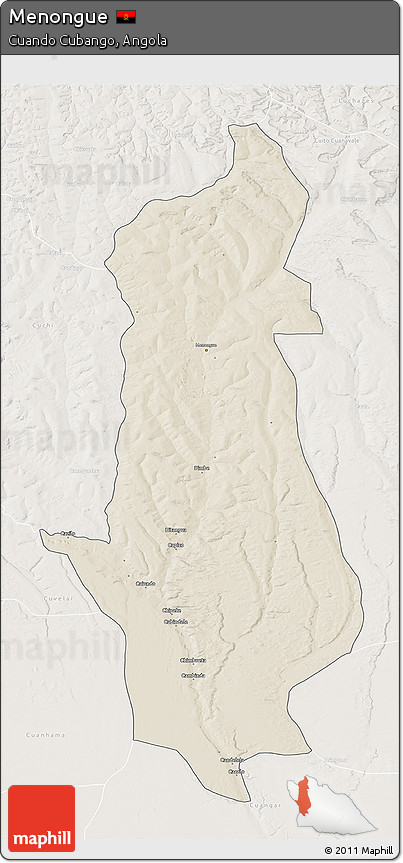 Shaded Relief 3D Map of Menongue, lighten