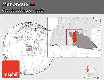 Blank Location Map of Menongue, highlighted country, highlighted parent region