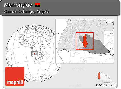 Blank Location Map of Menongue, highlighted country, highlighted parent region