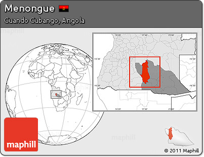 Blank Location Map of Menongue, highlighted country, highlighted parent region