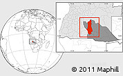 Blank Location Map of Menongue, highlighted country, highlighted parent region