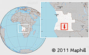 Gray Location Map of Menongue, highlighted country, within the entire country