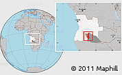 Gray Location Map of Menongue, highlighted country, highlighted parent region, within the entire country