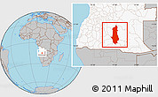 Gray Location Map of Menongue, highlighted country