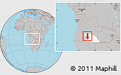 Gray Location Map of Menongue, highlighted parent region, within the entire country