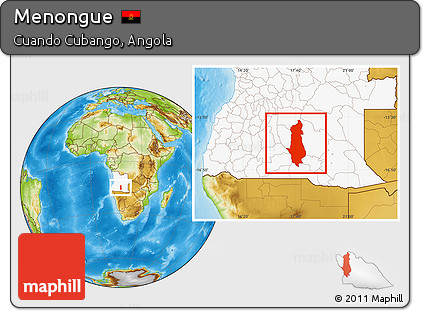 Physical Location Map of Menongue, highlighted country