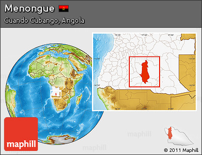 Physical Location Map of Menongue, highlighted country
