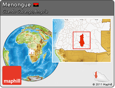 Physical Location Map of Menongue, highlighted country