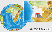 Physical Location Map of Menongue, highlighted country, highlighted parent region, within the entire country