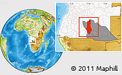 Physical Location Map of Menongue, highlighted country, highlighted parent region