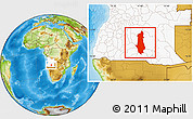 Physical Location Map of Menongue, highlighted country