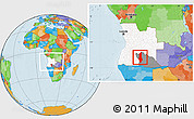 Political Location Map of Menongue, highlighted country, highlighted parent region, within the entire country