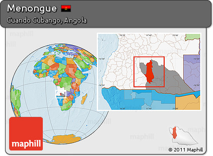 Political Location Map of Menongue, highlighted country, highlighted parent region