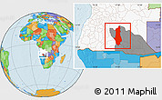 Political Location Map of Menongue, highlighted country, highlighted parent region