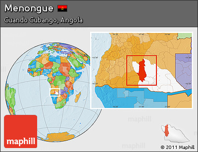 Political Location Map of Menongue, highlighted parent region