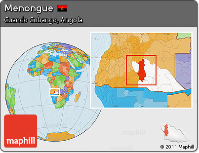 Political Location Map of Menongue, highlighted parent region