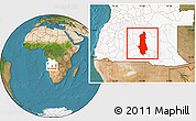 Satellite Location Map of Menongue, highlighted country