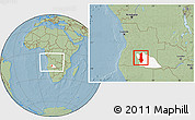 Savanna Style Location Map of Menongue, highlighted parent region, within the entire country, hill shading