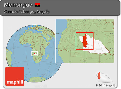 Savanna Style Location Map of Menongue, highlighted parent region