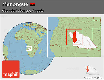 Savanna Style Location Map of Menongue, highlighted parent region