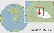Savanna Style Location Map of Menongue, highlighted parent region, hill shading